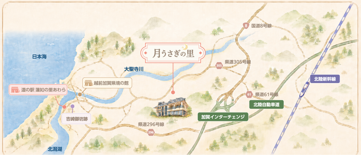 月うさぎの里へのアクセスマップ